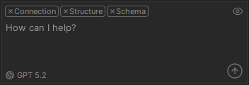 Input area in the AI Assistant panel containing context controls
