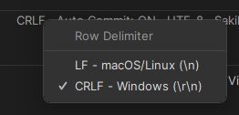 Screenshot showing how SQL editor handles row delimiter
